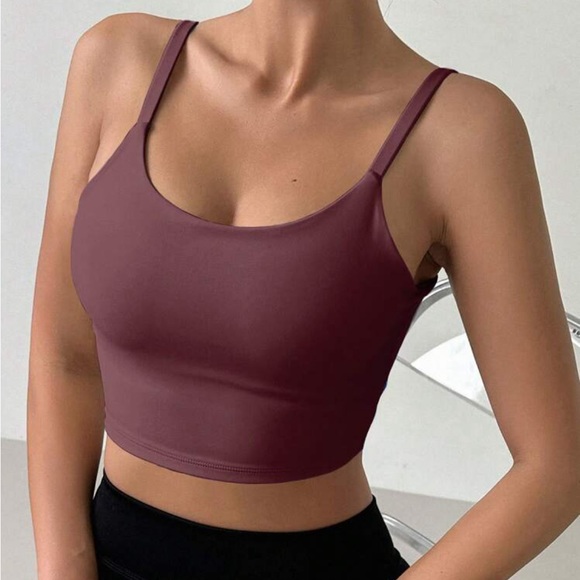 Low Cut Back Cami Cropped Top Padded Bralette Bra Black - Picture 15 of 16